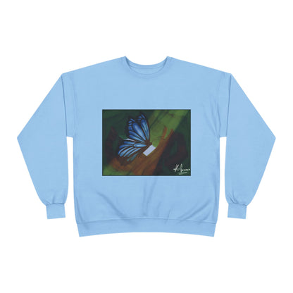 Unisex EcoSmart® Crewneck Sweatshirt (Blue Butterfly)