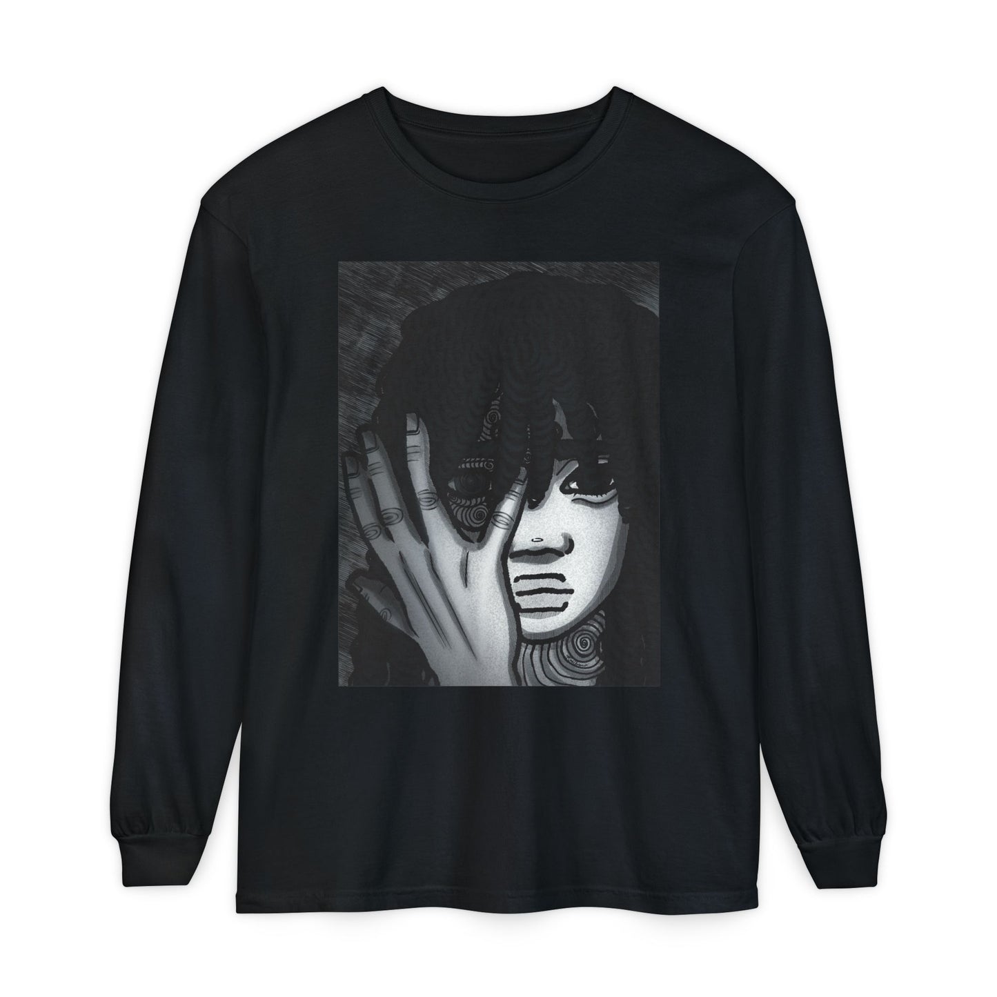 Unisex Garment-dyed Long Sleeve T-Shirt (Fear)