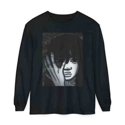 Unisex Garment-dyed Long Sleeve T-Shirt (Fear)