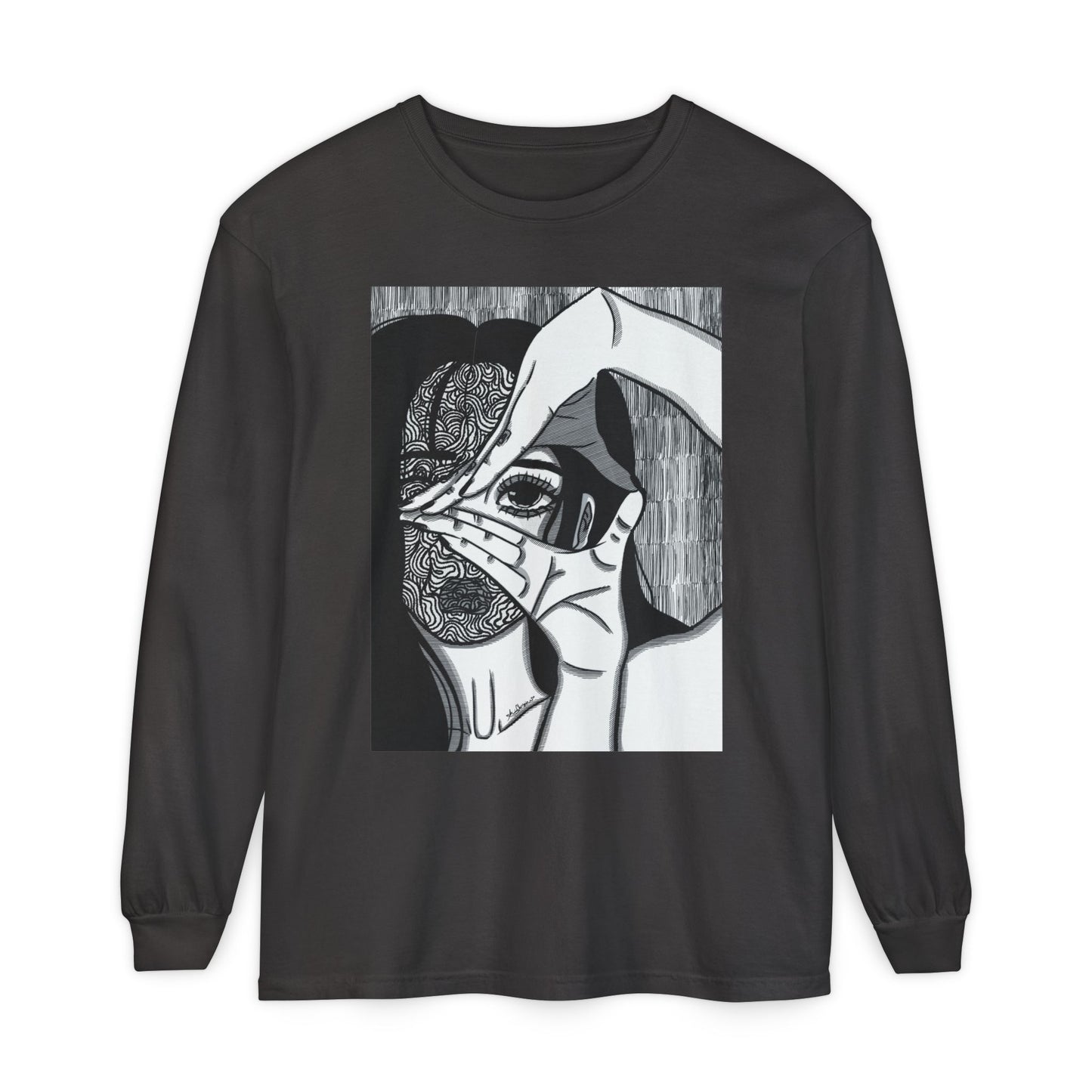 Unisex Garment-dyed Long Sleeve T-Shirt (Illusions)