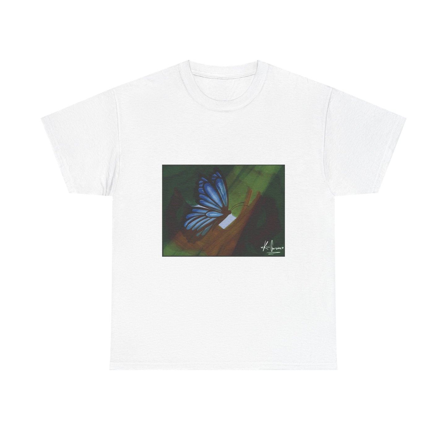 Unisex Heavy Cotton Tee (Blue Butterfly)