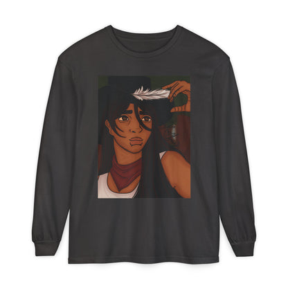Unisex Garment-dyed Long Sleeve T-Shirt (Cowboy)