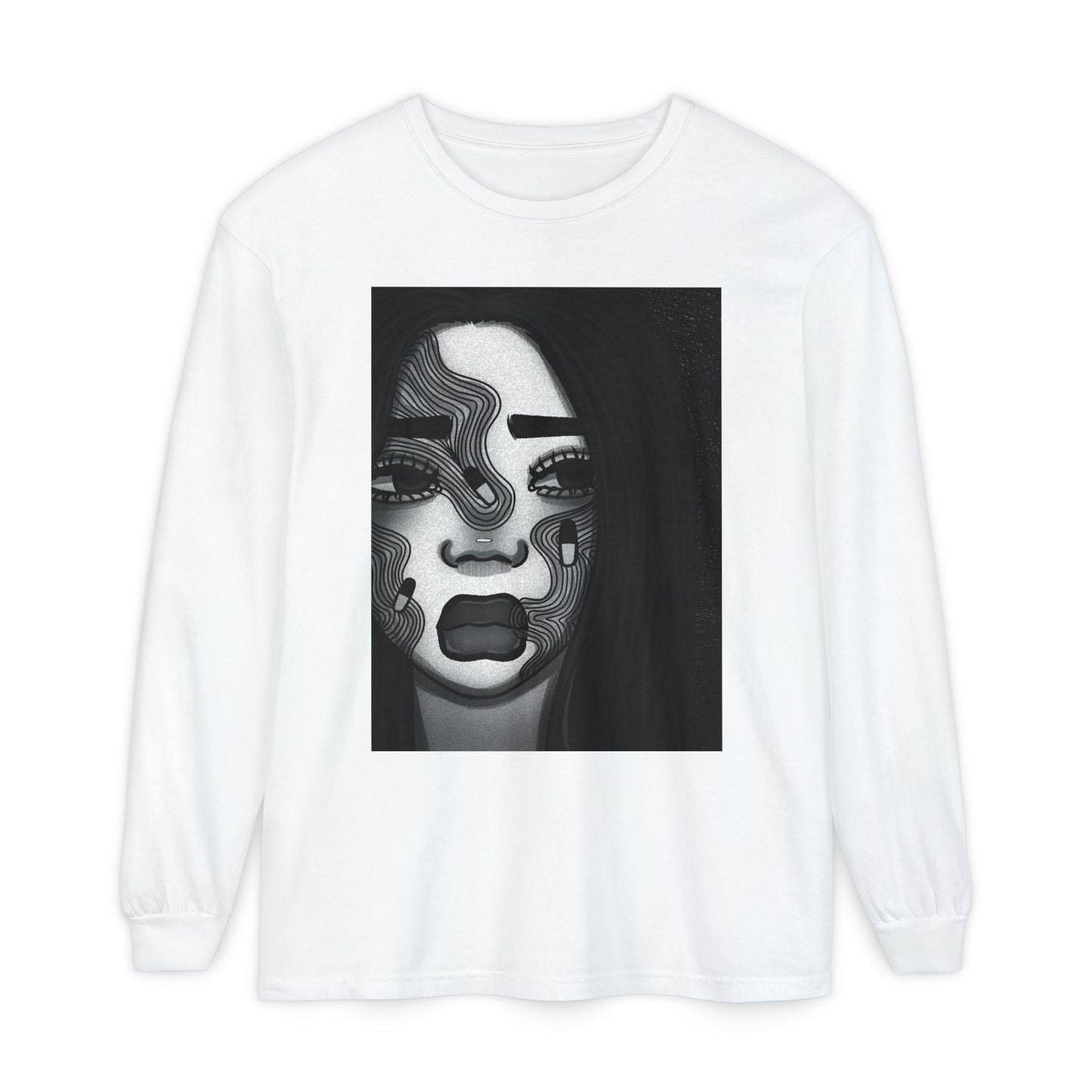 Unisex Garment-dyed Long Sleeve T-Shirt (Addiction)
