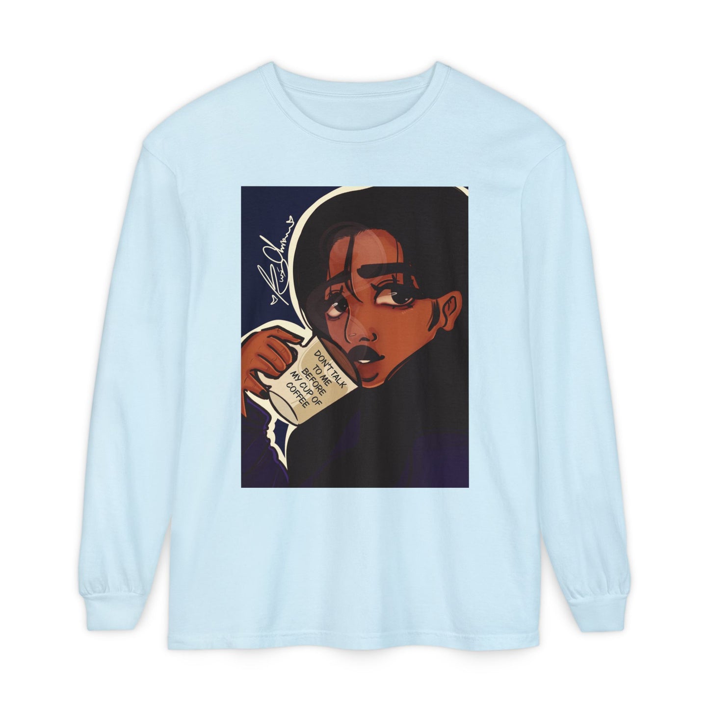 Unisex Garment-dyed Long Sleeve T-Shirt (Coffee)