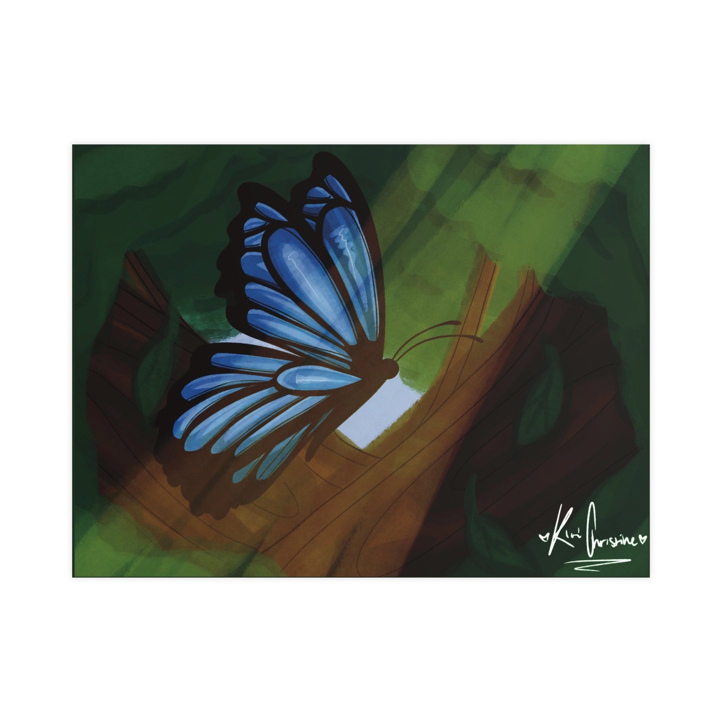 Horizontal Matte Poster - Blue Butterfly