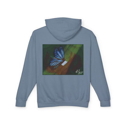 Unisex Lightweight Hooded Sweatshirt (Blue Butterfly V2)