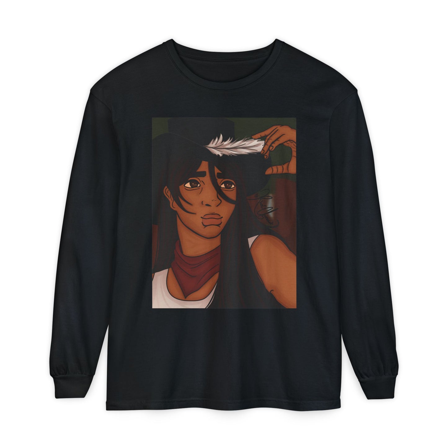 Unisex Garment-dyed Long Sleeve T-Shirt (Cowboy)