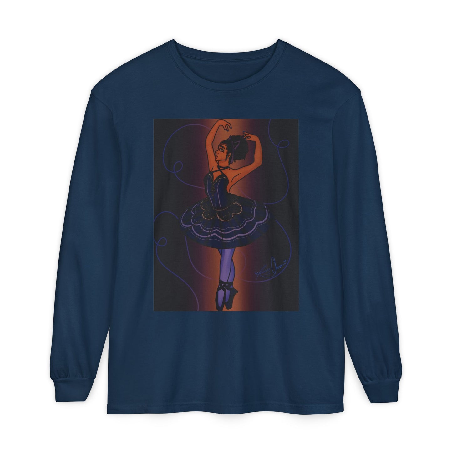 Unisex Garment-dyed Long Sleeve T-Shirt (Ballerina)