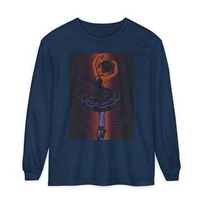 Unisex Garment-dyed Long Sleeve T-Shirt (Ballerina)