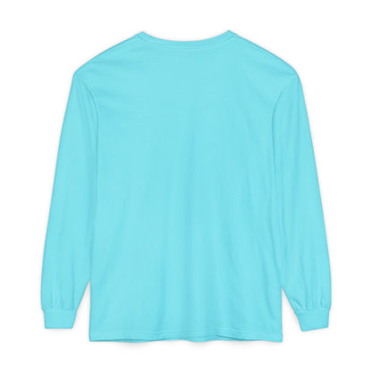Unisex Garment-dyed Long Sleeve T-Shirt (Blue Rose)