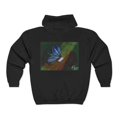 Unisex Zip Up Sweatshirt - Blue Butterfly