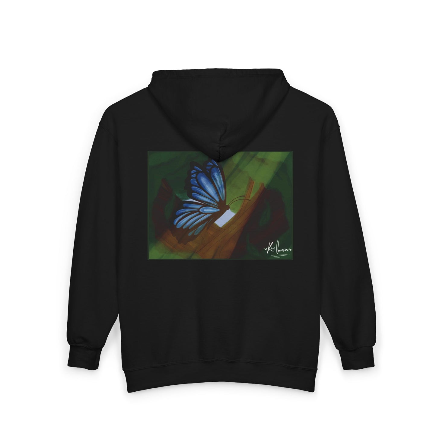 Unisex Zip Up Sweatshirt - Blue Butterfly