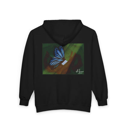 Unisex Zip Up Sweatshirt - Blue Butterfly