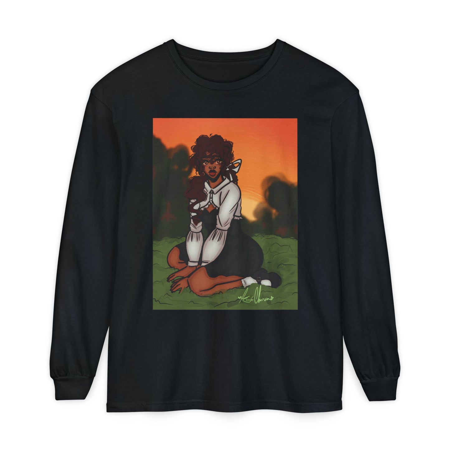 Unisex Garment-dyed Long Sleeve T-Shirt (Sunset)