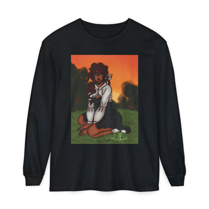 Unisex Garment-dyed Long Sleeve T-Shirt (Sunset)