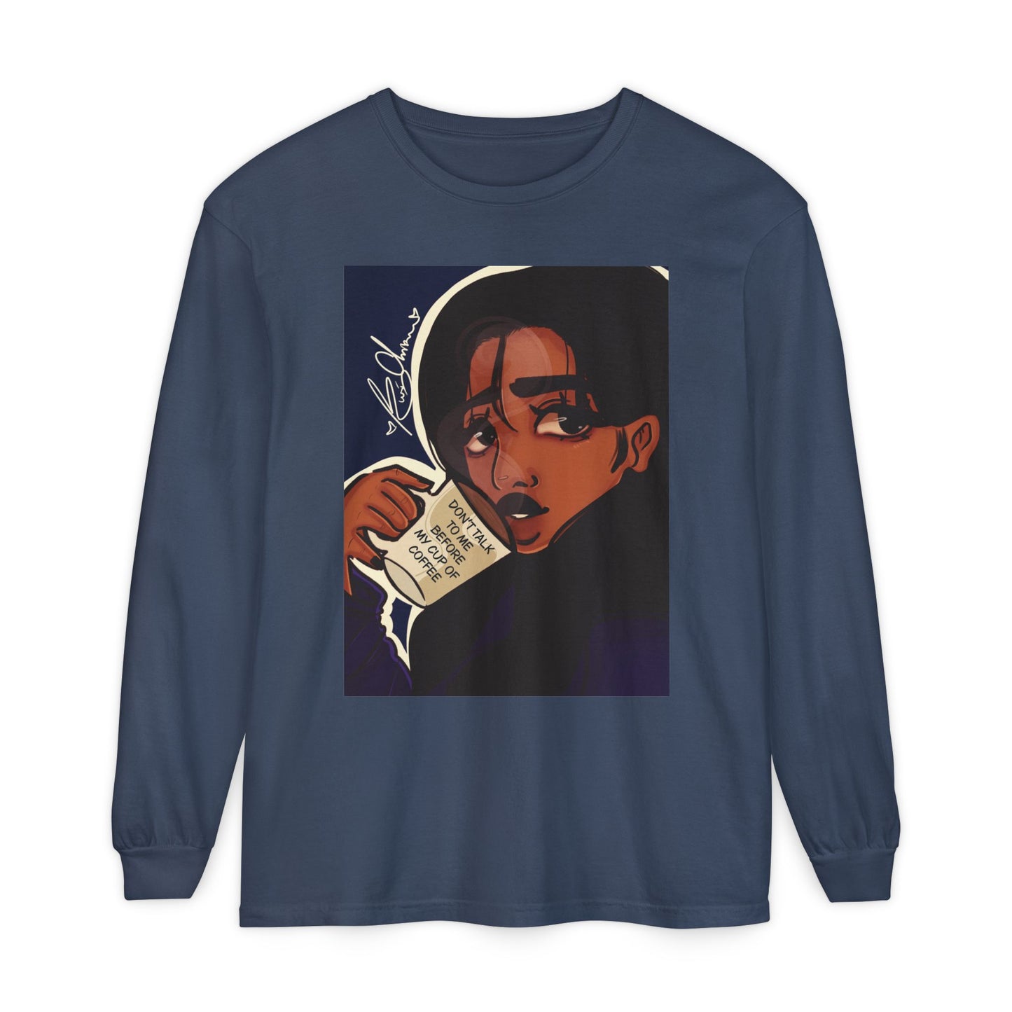 Unisex Garment-dyed Long Sleeve T-Shirt (Coffee)