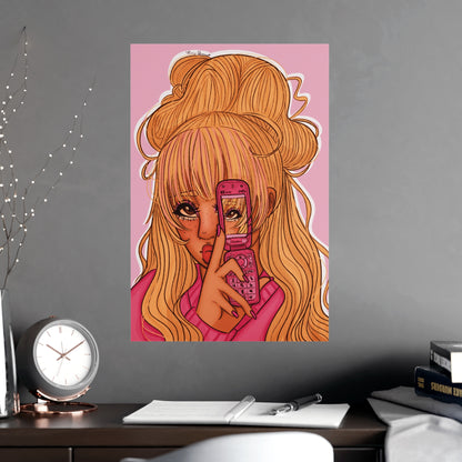 Vertical Matte Poster - Pink 90’s Girl