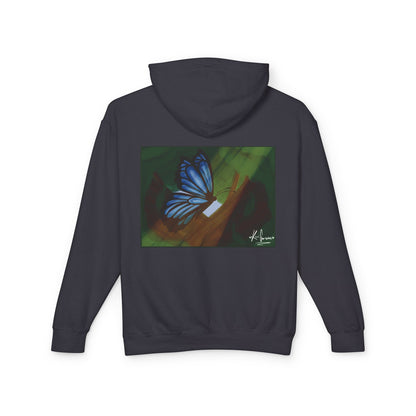 Unisex Lightweight Hooded Sweatshirt (Blue Butterfly V2)