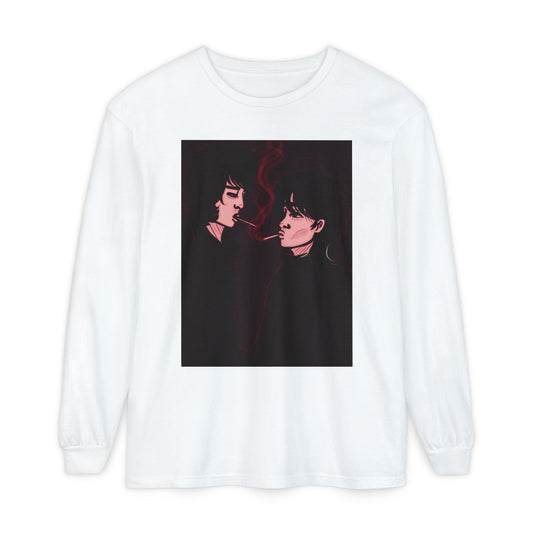 Unisex Garment-dyed Long Sleeve T-Shirt (Dark Times)