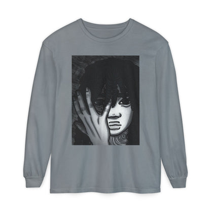 Unisex Garment-dyed Long Sleeve T-Shirt (Fear)