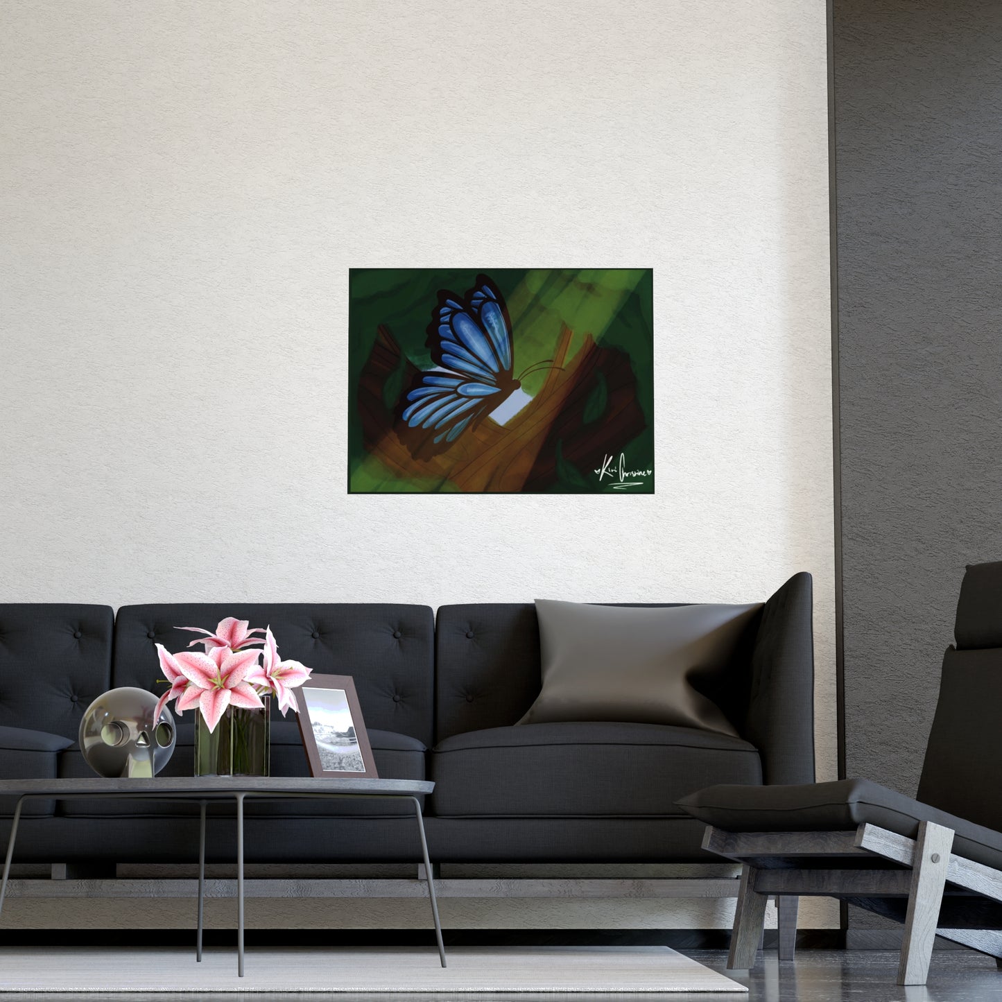 Horizontal Matte Poster - Blue Butterfly