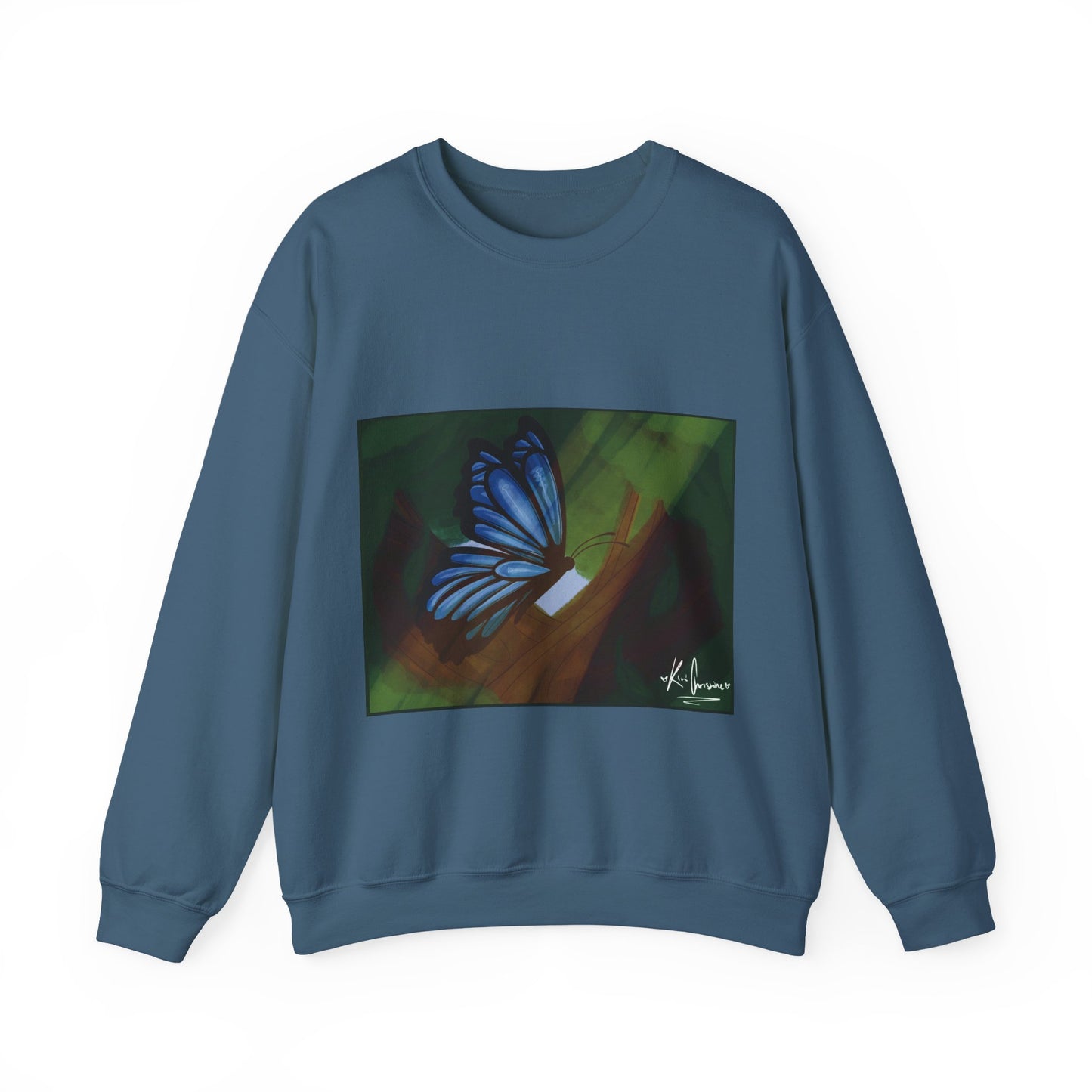 Unisex Heavy Blend™ Crewneck Sweatshirt (Blue Butterfly)