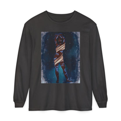 Unisex Garment-dyed Long Sleeve T-Shirt (Space)