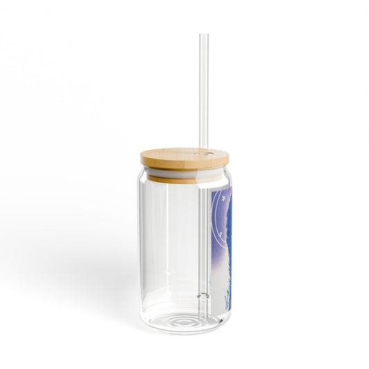 Sipper Glass, 16oz - Blue Rose