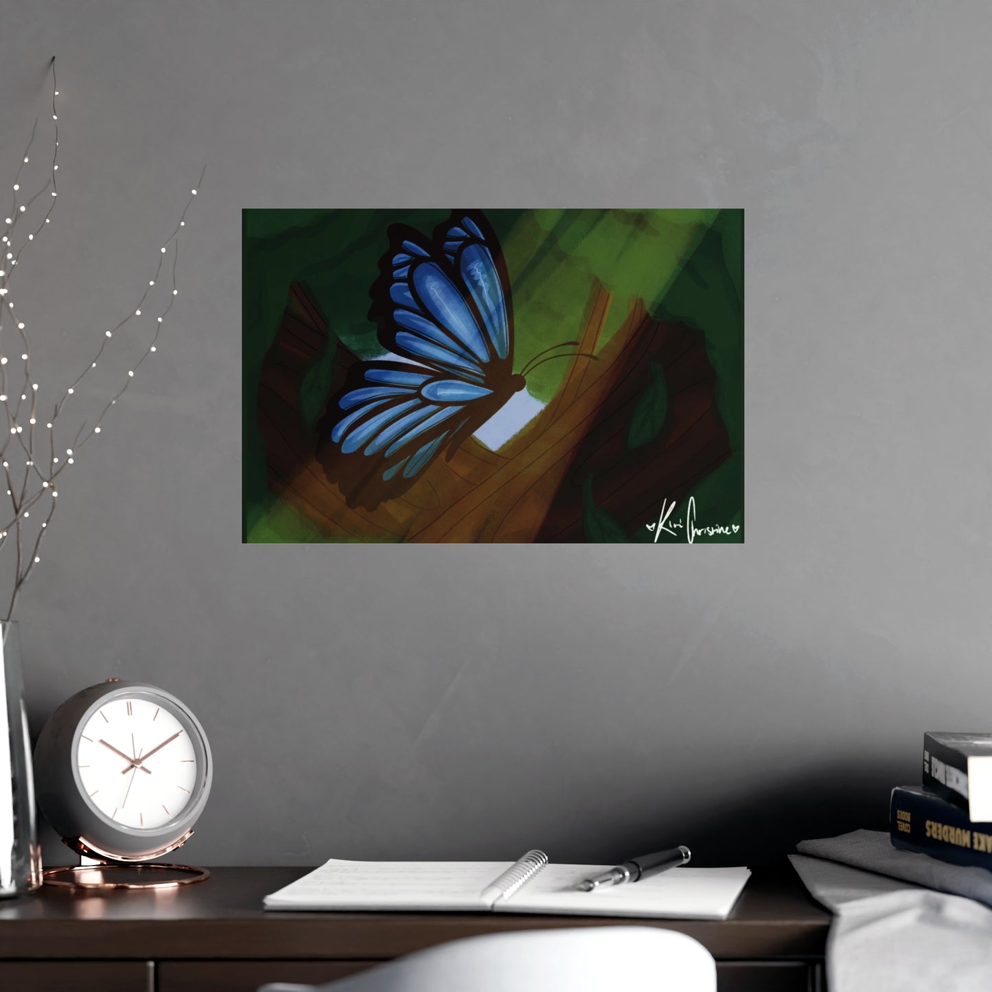 Horizontal Matte Poster - Blue Butterfly