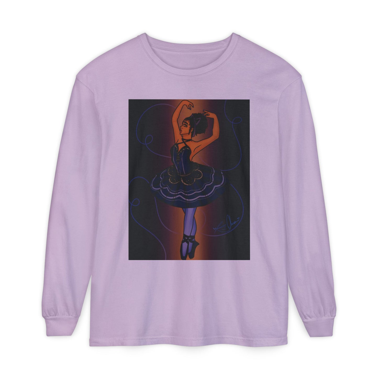 Unisex Garment-dyed Long Sleeve T-Shirt (Ballerina)