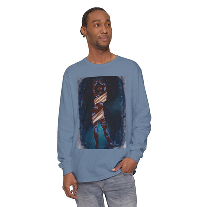 Unisex Garment-dyed Long Sleeve T-Shirt (Space)