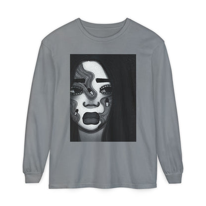 Unisex Garment-dyed Long Sleeve T-Shirt (Addiction)