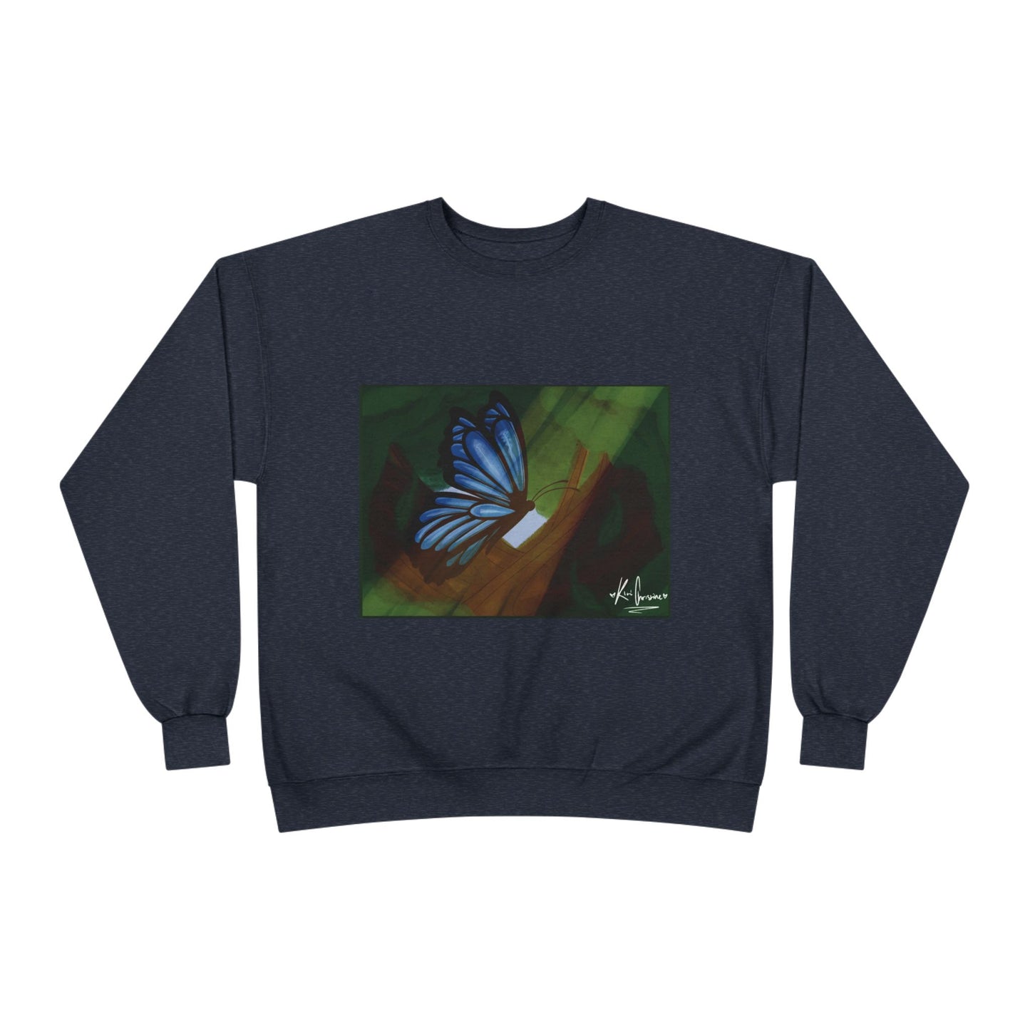 Unisex EcoSmart® Crewneck Sweatshirt (Blue Butterfly)