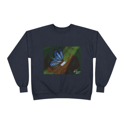 Unisex EcoSmart® Crewneck Sweatshirt (Blue Butterfly)