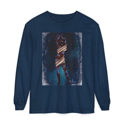 Unisex Garment-dyed Long Sleeve T-Shirt (Space)