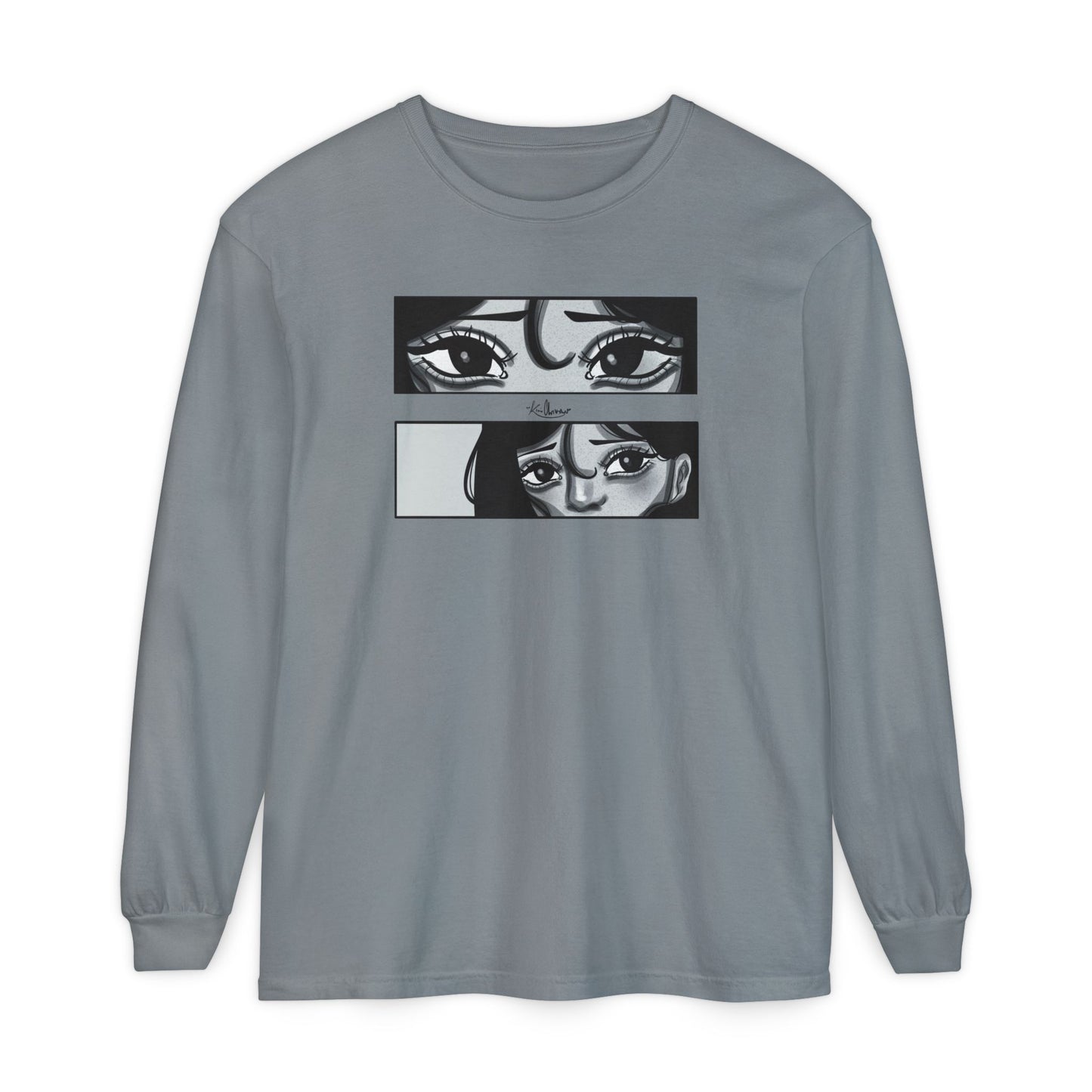 Unisex Garment-dyed Long Sleeve T-Shirt (A Quiet Moment)