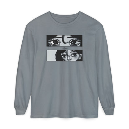 Unisex Garment-dyed Long Sleeve T-Shirt (A Quiet Moment)