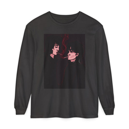 Unisex Garment-dyed Long Sleeve T-Shirt (Dark Times)