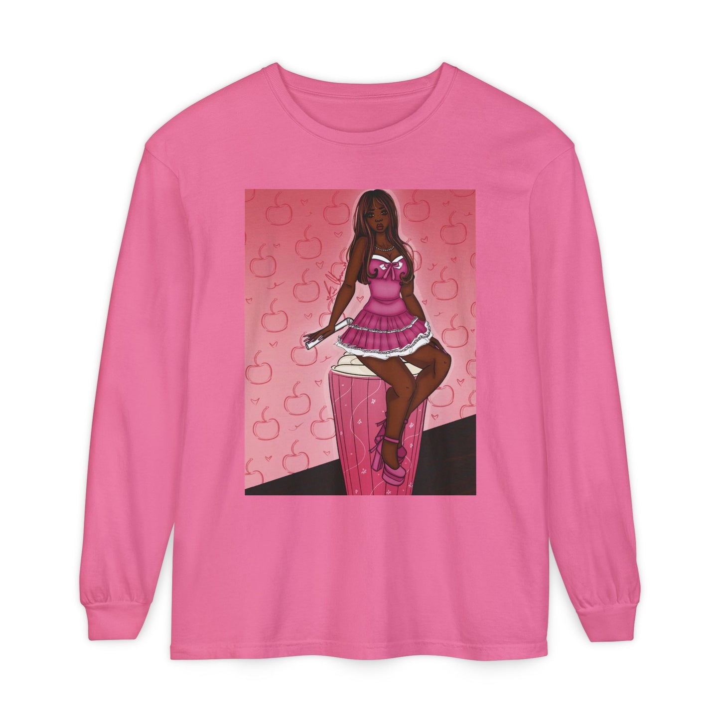 Unisex Garment-dyed Long Sleeve T-Shirt (Milkshake)