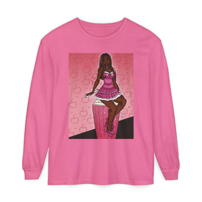 Unisex Garment-dyed Long Sleeve T-Shirt (Milkshake)