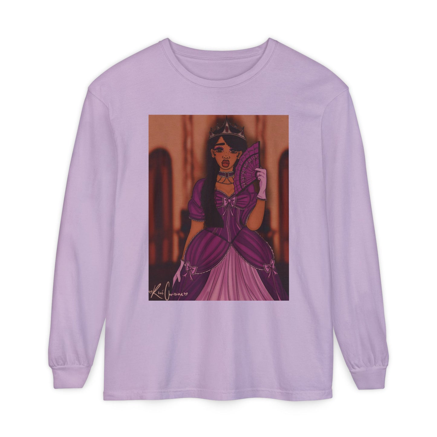 Unisex Garment-dyed Long Sleeve T-Shirt (Princess)