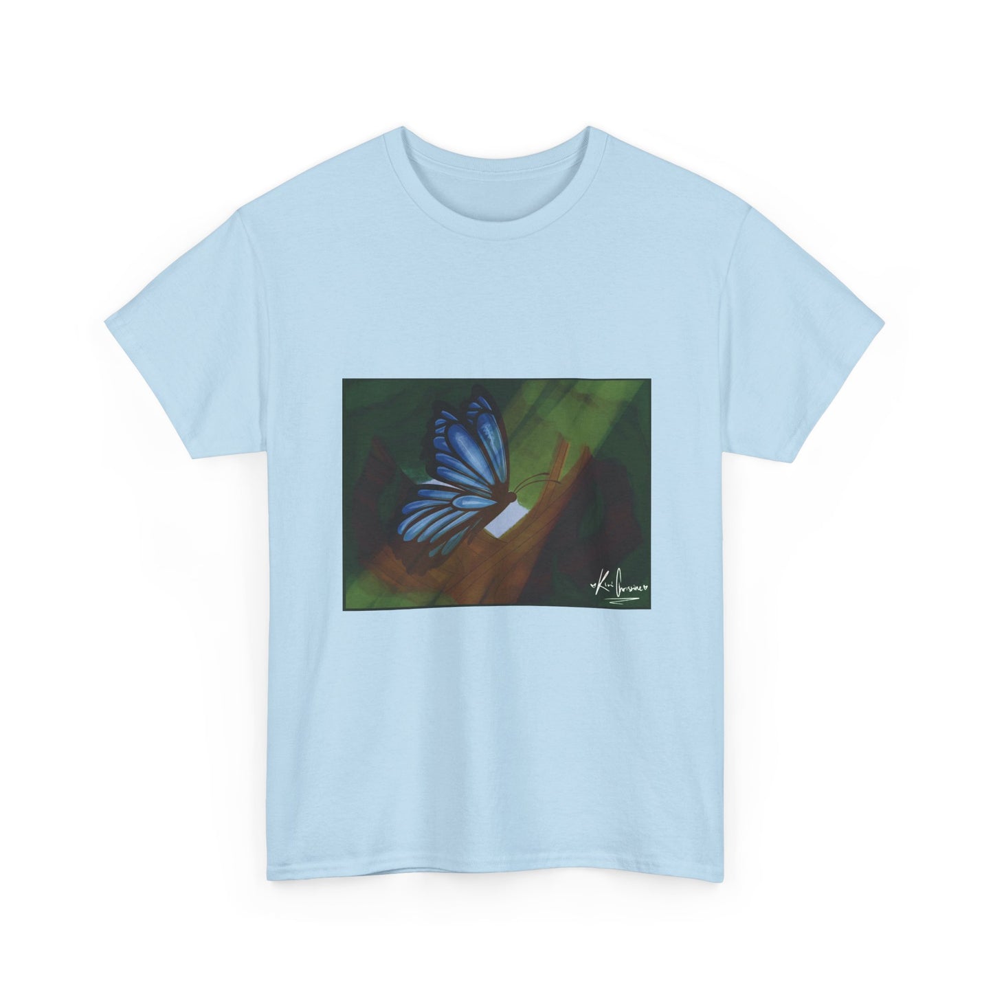 Unisex Heavy Cotton Tee (Blue Butterfly)
