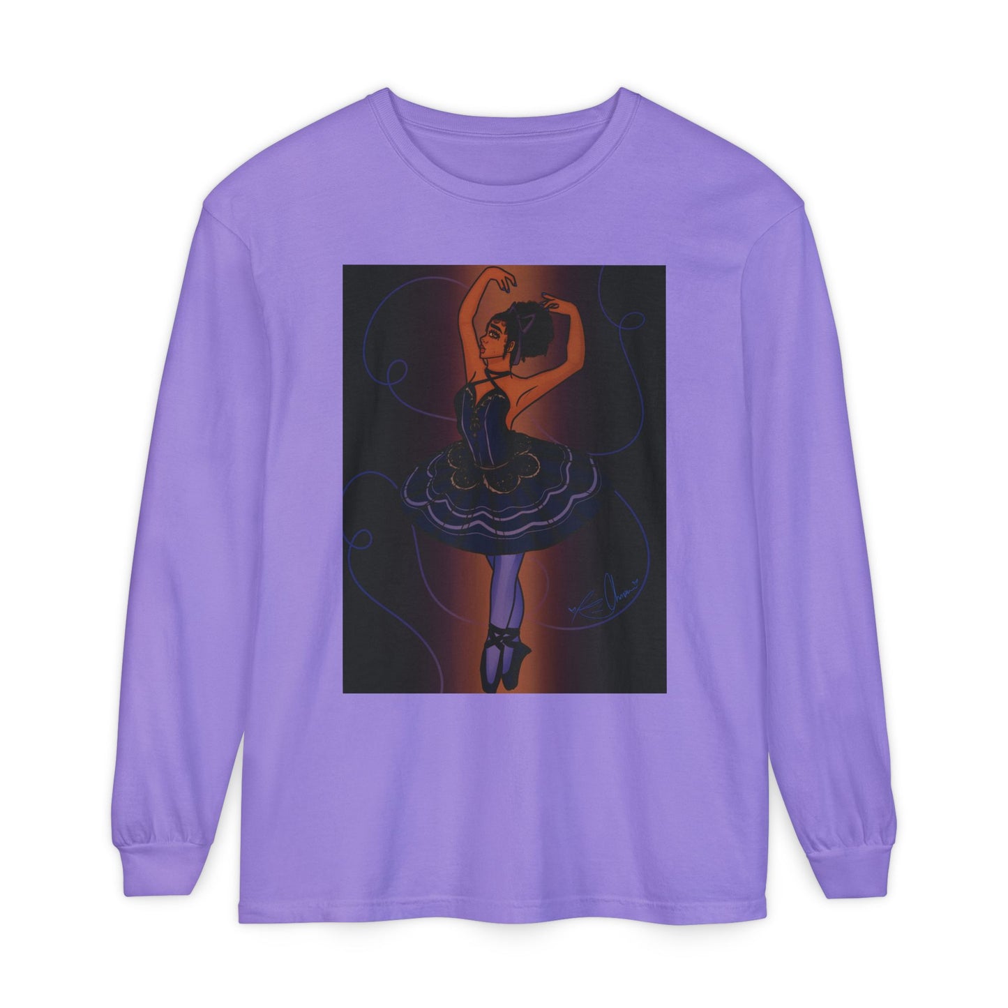Unisex Garment-dyed Long Sleeve T-Shirt (Ballerina)