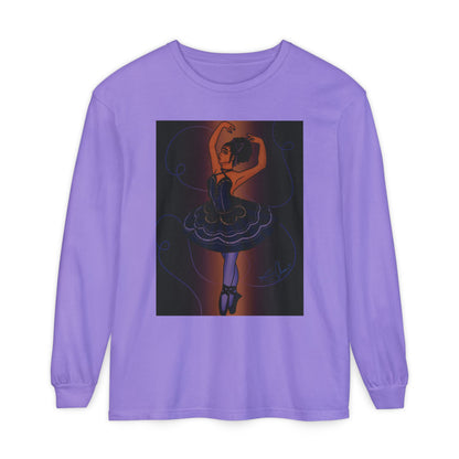 Unisex Garment-dyed Long Sleeve T-Shirt (Ballerina)