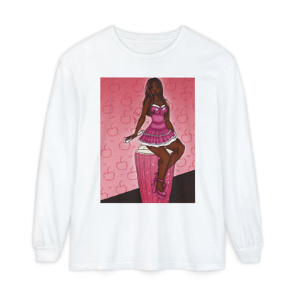Unisex Garment-dyed Long Sleeve T-Shirt (Milkshake)