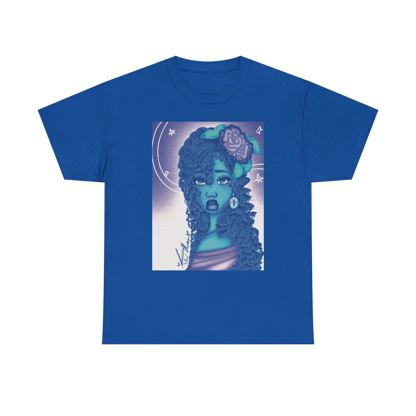 Unisex Heavy Cotton Tee (Blue Rose)