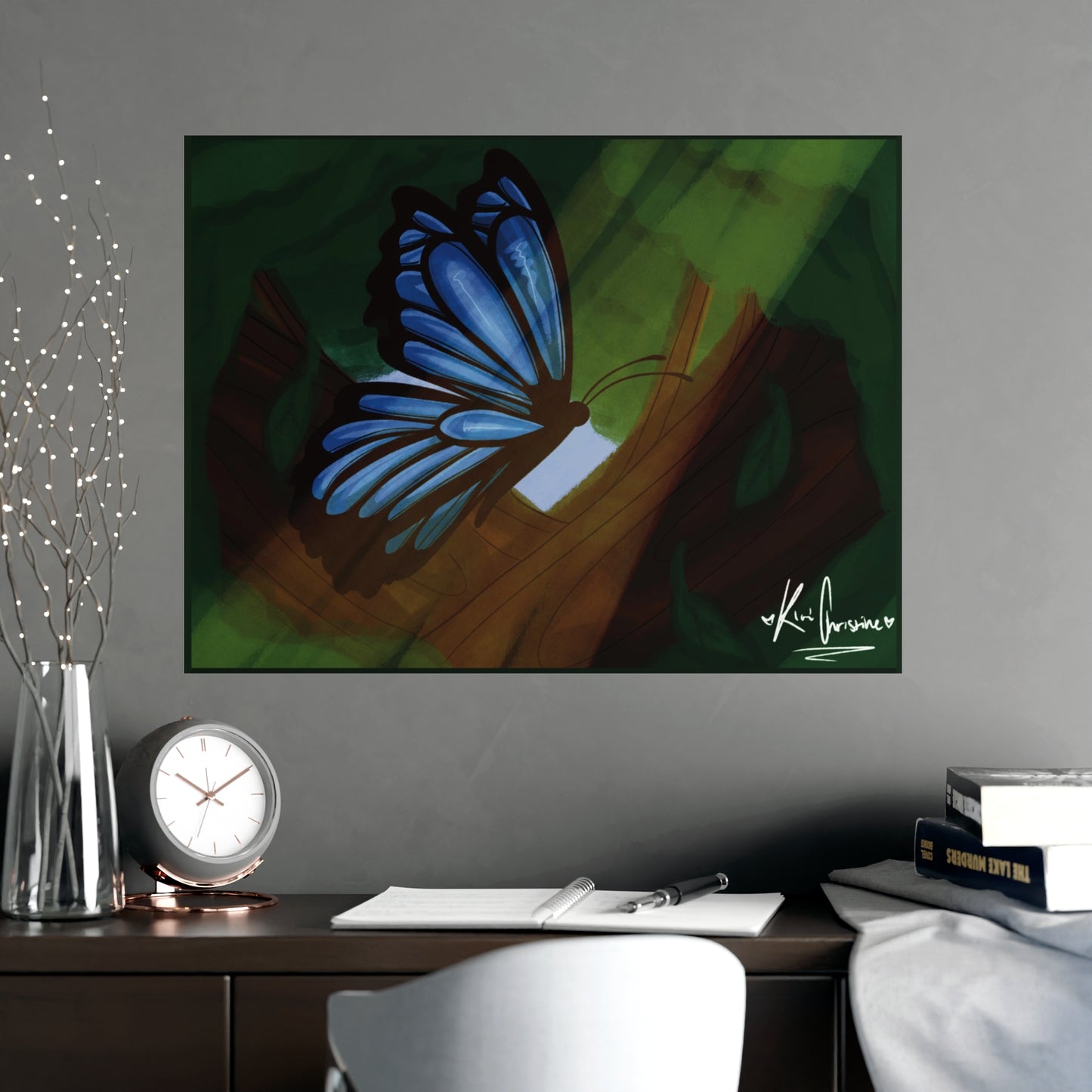 Horizontal Matte Poster - Blue Butterfly