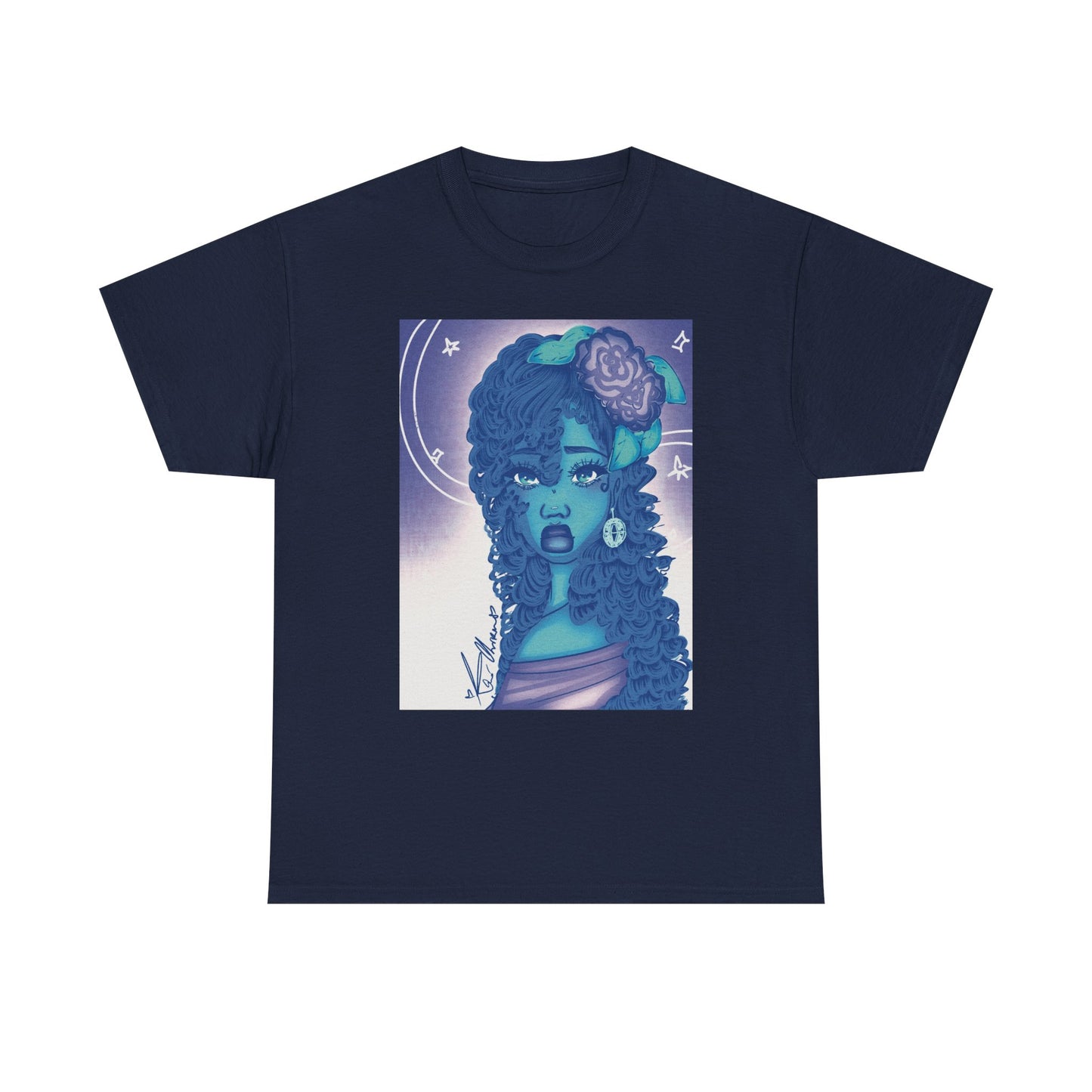 Unisex Heavy Cotton Tee (Blue Rose)