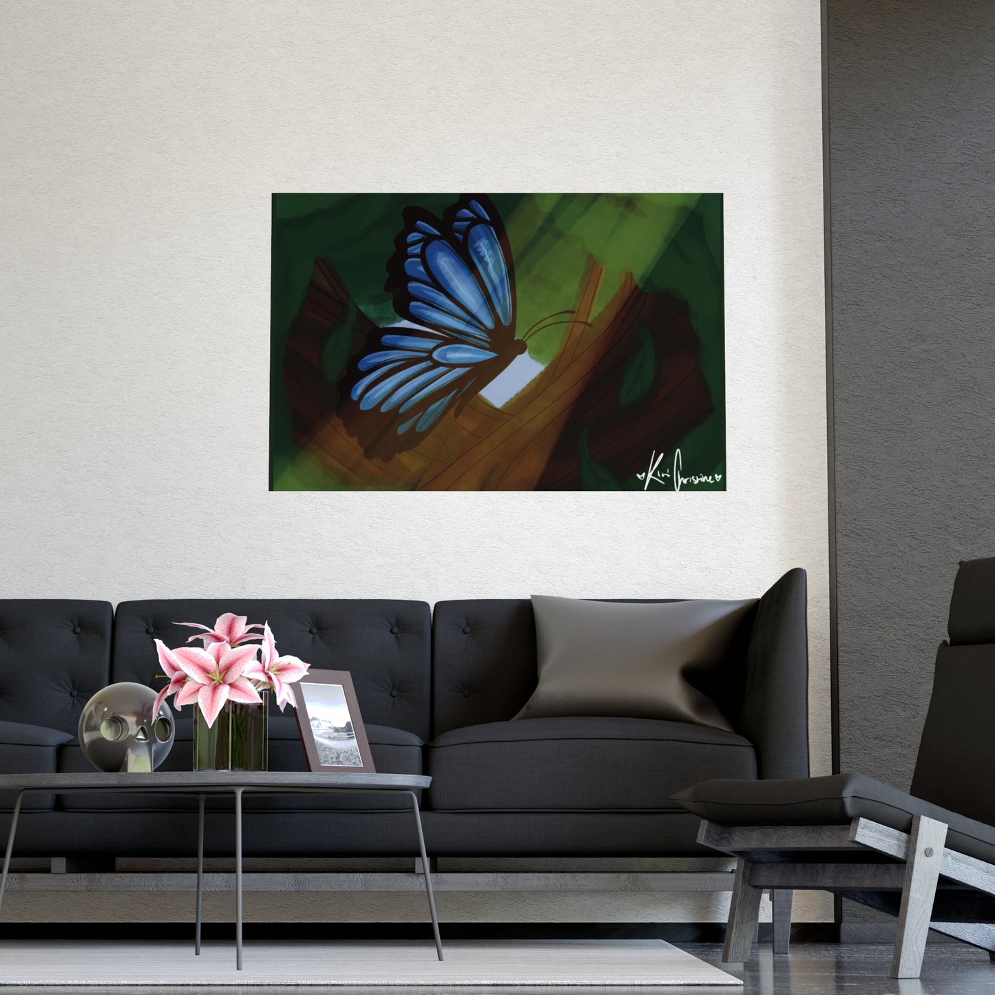 Horizontal Matte Poster - Blue Butterfly