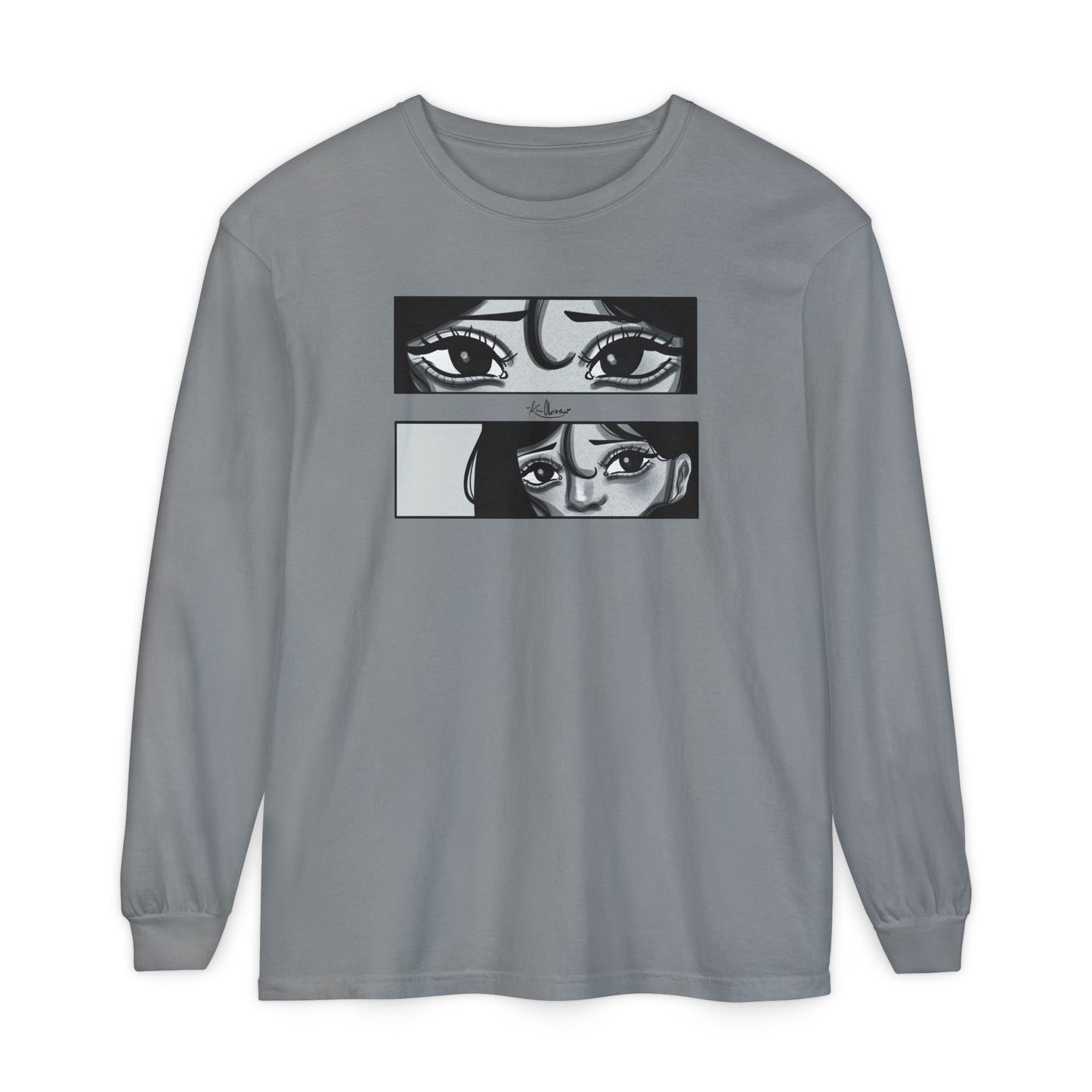 Unisex Garment-dyed Long Sleeve T-Shirt (A Quiet Moment)